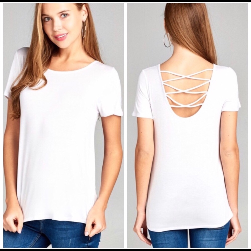White Cross Back Top
